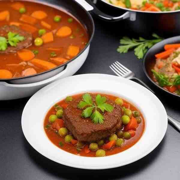 Мясная солянка припущенная с овощами